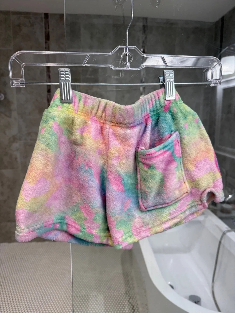 Iscream Kids Tie-Dye Smiley Face Plush Shorts - Multicolor (size small)